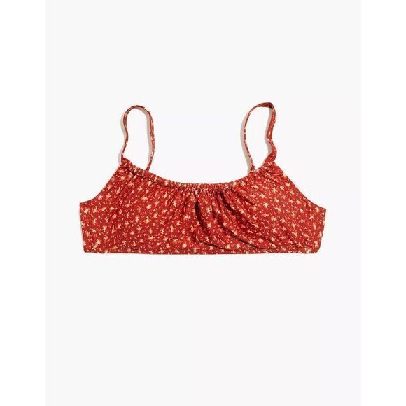 NEW Madewell Second Wave Gathered Bikini Top in Ditsy Floral, XS - Picture 2 of 7